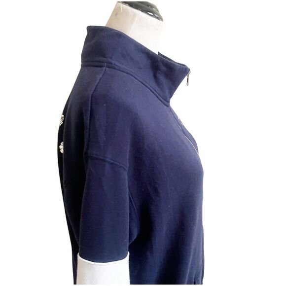 Victoria’s Secret Pink Yale Bulldogs Sequin Sweater 3/4 Zip Up Navy Mock Neck - Picture 5 of 11